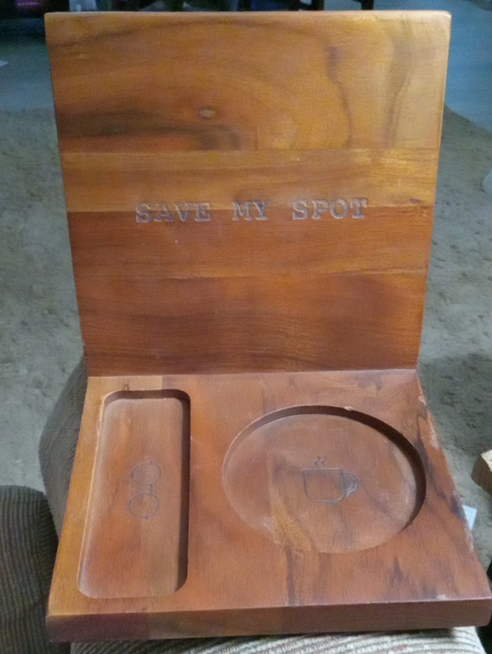 Beautiful Wood Book/mug/reading glasses Tray in Warm Brown Tones